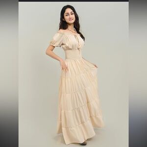 Elegant Cream Maxi Dress